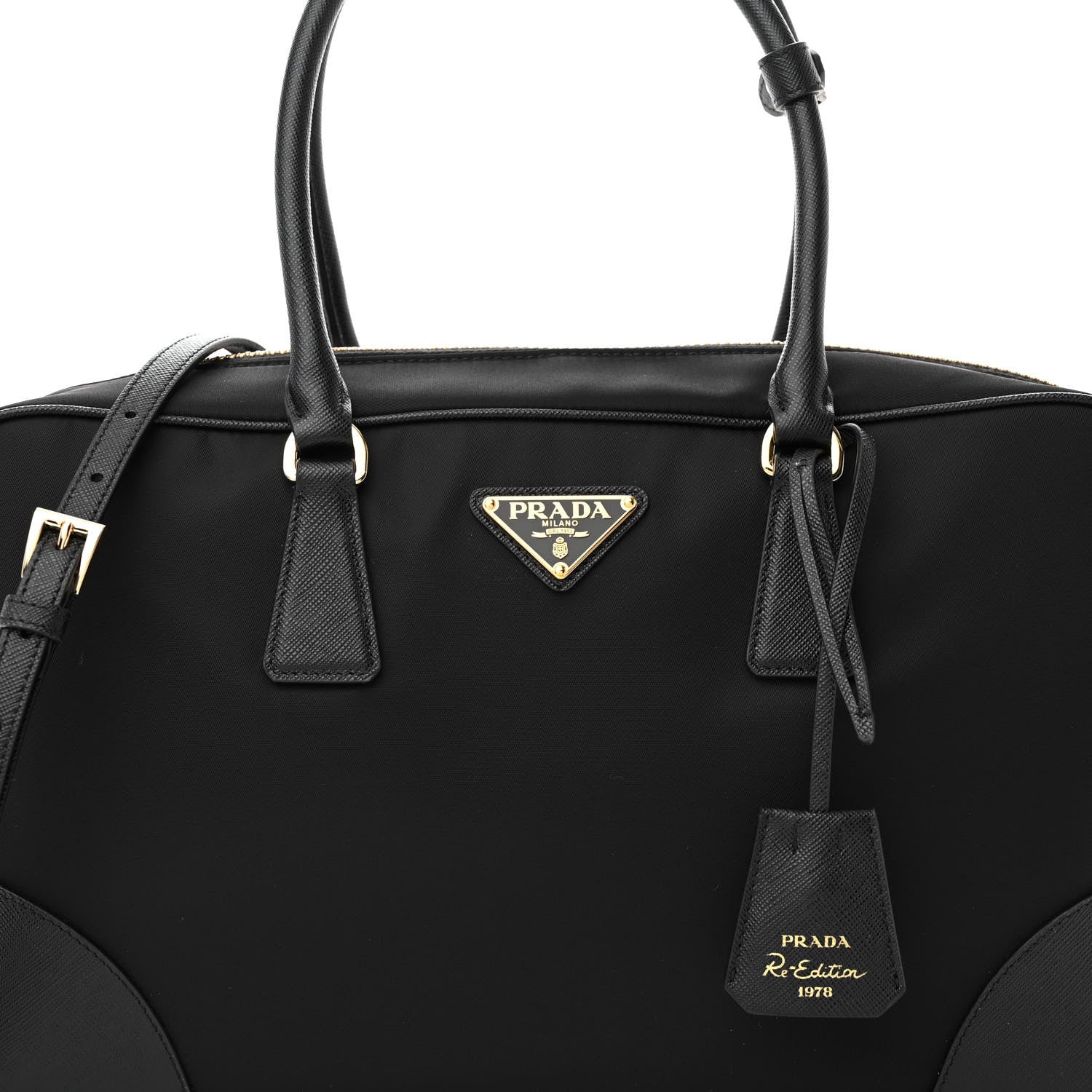 Prada Re-Nylon Saffiano Large Re-Edition 1978 Two Handle Bag Black 7 of 9