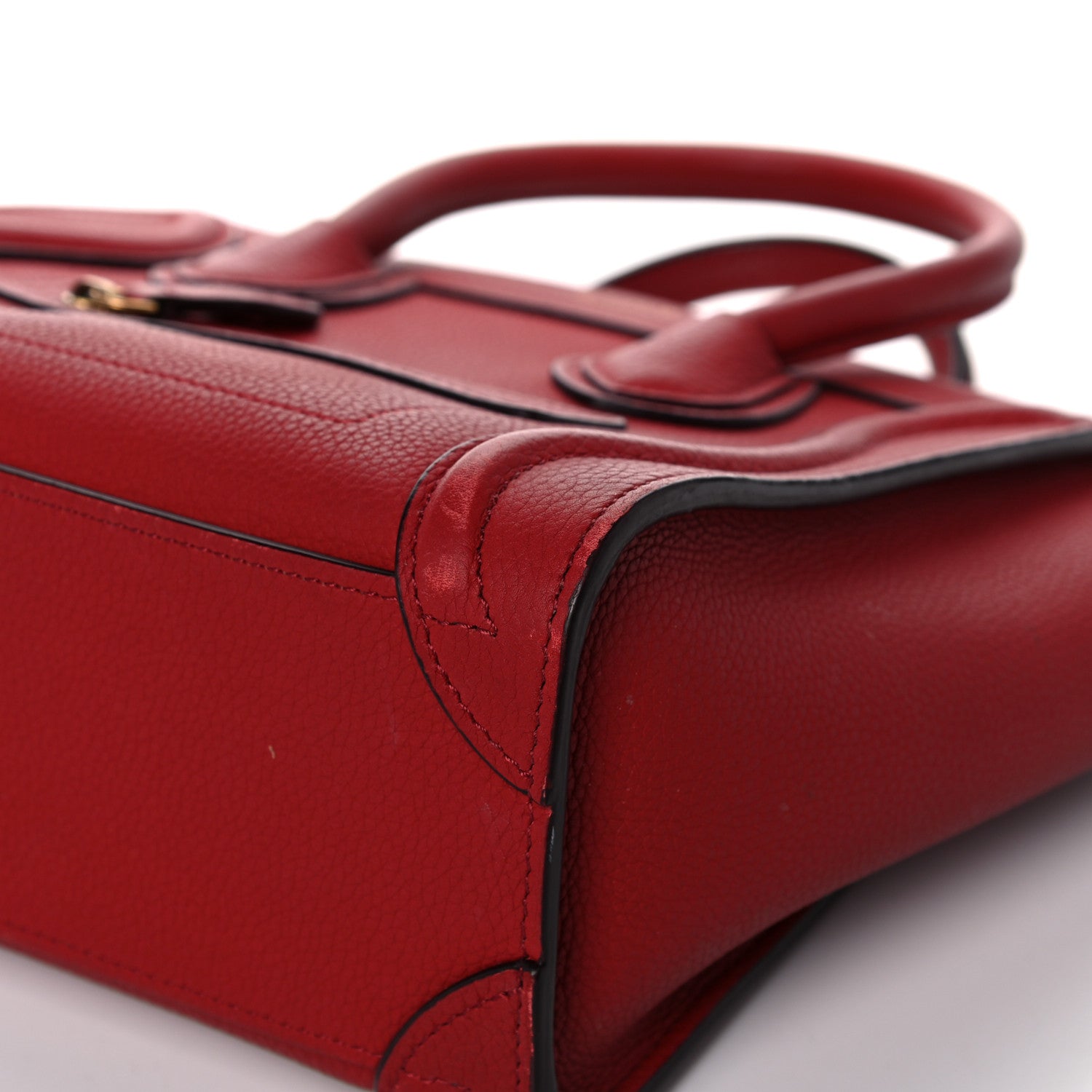 Celine Drummed Calfskin Nano Luggage Red 9 of 27