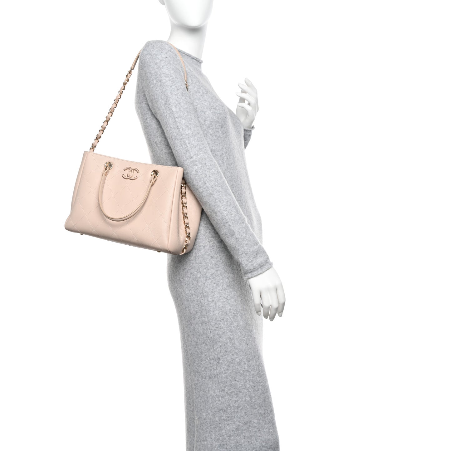 Bullskin Stitched Small Shopping Bag Beige