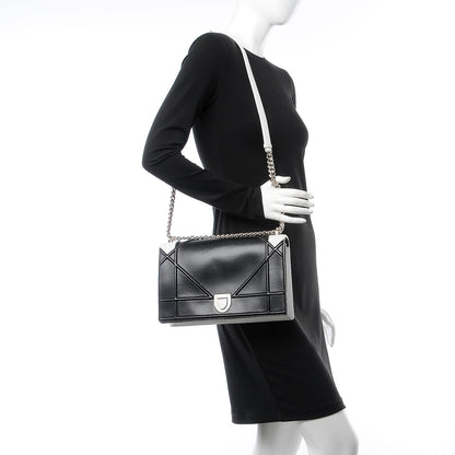 Christian Dior Lambskin Python Large Diorama Flap Bag Black White 2 of 7