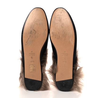 Gucci Calfskin Fur Womens Princetown Slippers 39.5 Black 5 of 10