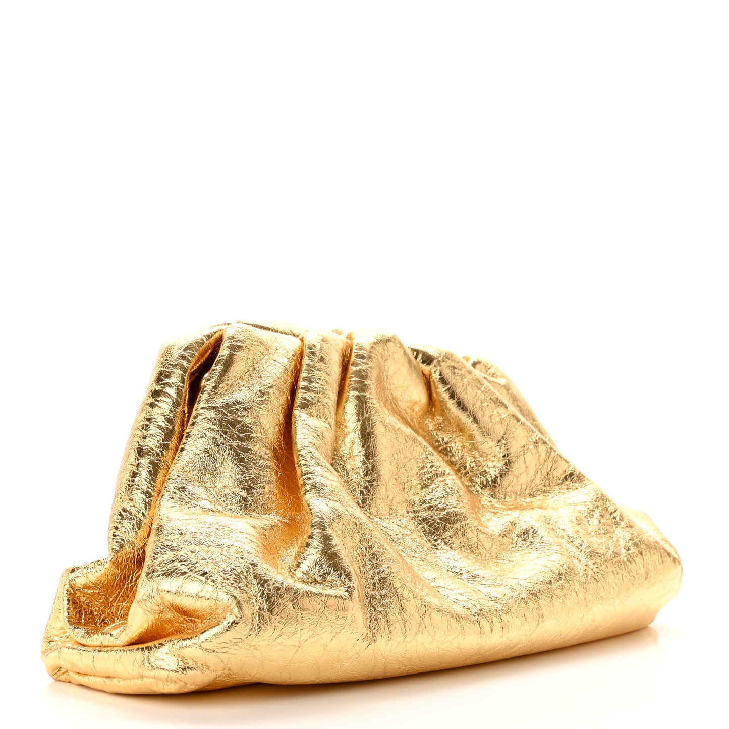 Metallic Crinkled Lambskin The Pouch Oversized Clutch Oro