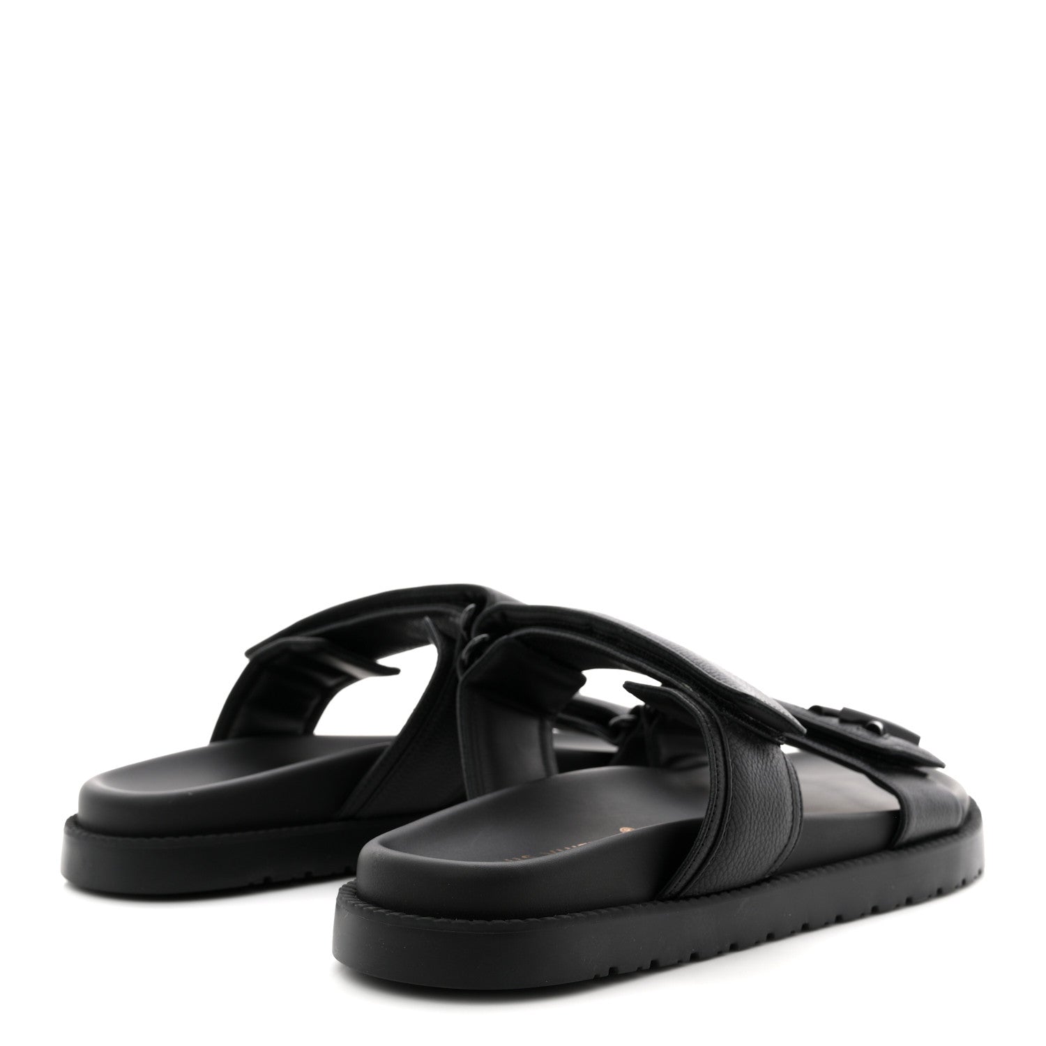 Louis Vuitton Grained Calfskin Sunset Comfort Flat Sandals 41 Black 5 of 9