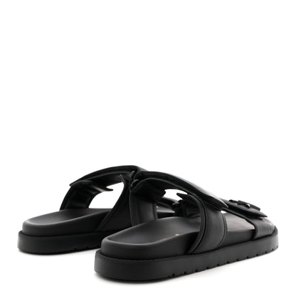 Louis Vuitton Grained Calfskin Sunset Comfort Flat Sandals 41 Black 5 of 9