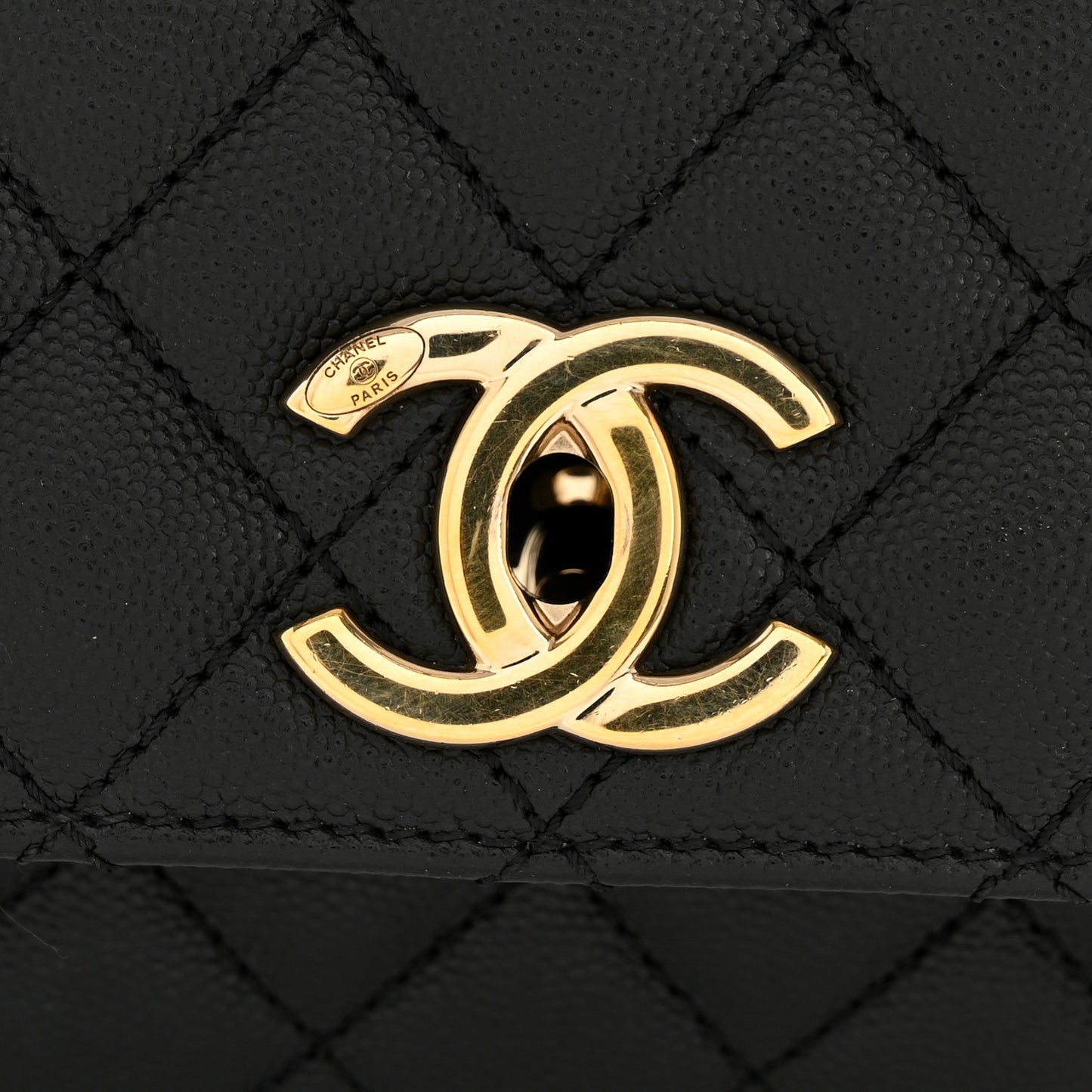Caviar Quilted Small Coco Handle Flap Black