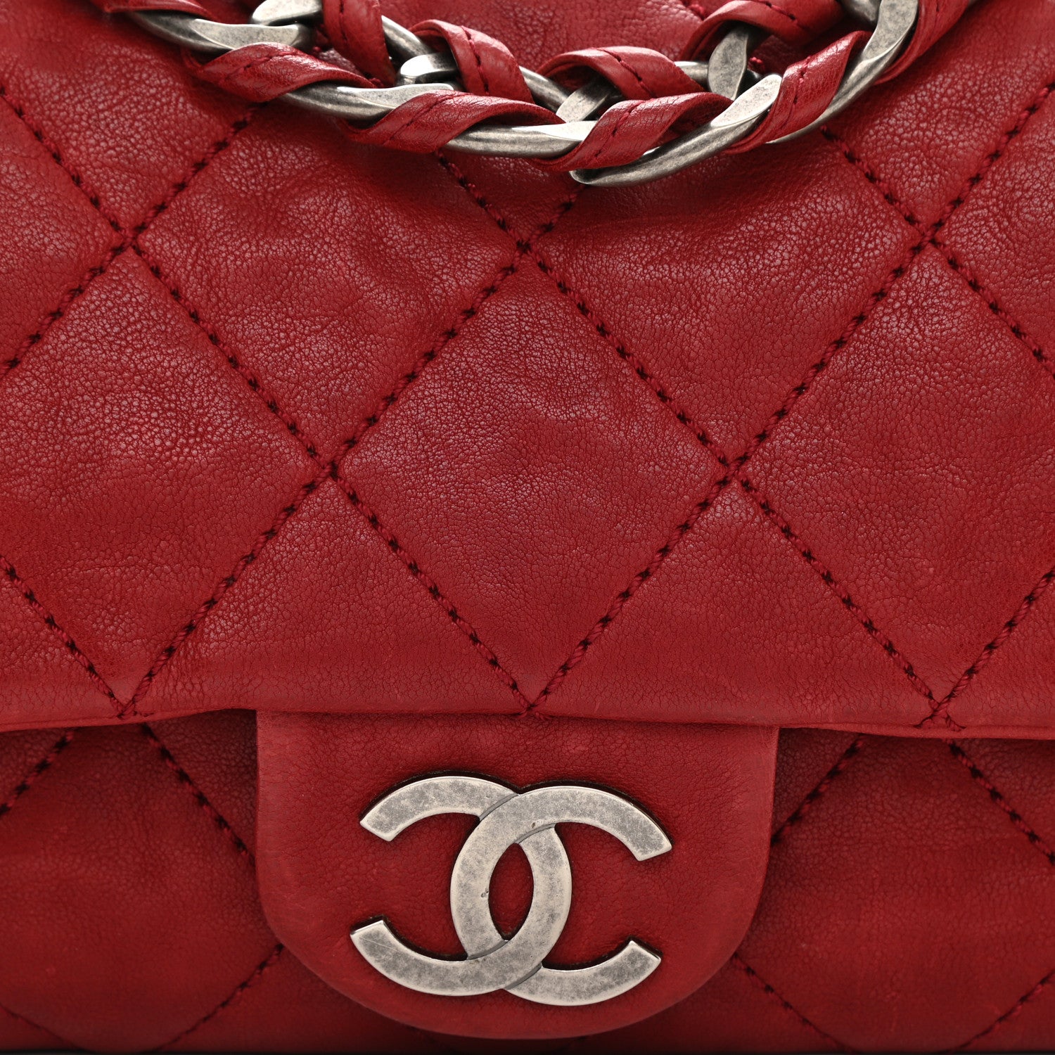 Chanel Calfskin Quilted Medium Modern Chain Flap Red 8 of 10