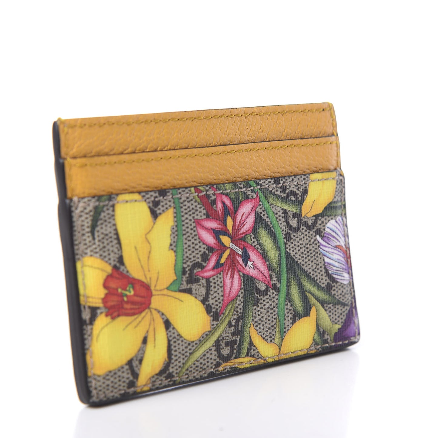 GG Supreme Monogram Flora Web Ophidia Card Holder Beige Multicolor Crop