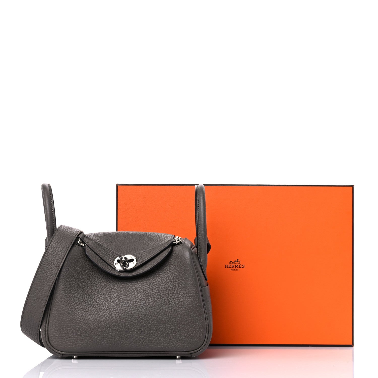 Hermes Taurillon Clemence Mini Lindy 20 Etain 16 of 16