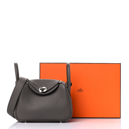 Hermes Taurillon Clemence Mini Lindy 20 Etain 16 of 16