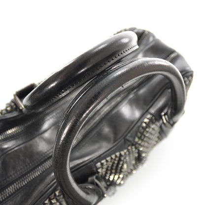 Burberry Prorsum Leather Studded Knight Satchel Black 6 of 10