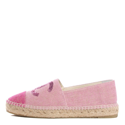 Chanel Canvas Sequin CC Espadrilles 38 Pink 1 of 6