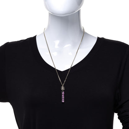 Chanel Enamel CC Logo Chain Necklace Ruthenium Pink 2 of 6