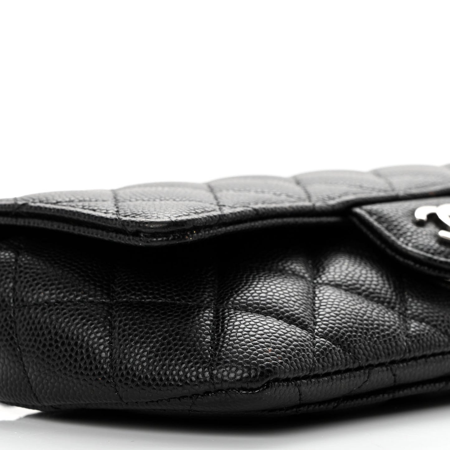 Caviar Quilted Glasses Case With Chain Black
