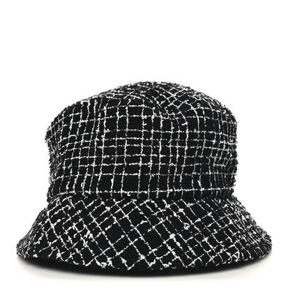 Chanel Tweed Bucket Hat M Black White 5 of 8