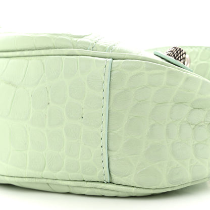 Balenciaga Extra Supple Calfskin Crocodile Embossed Le Cagole Shoulder Bag XS Light Green 10 of 11