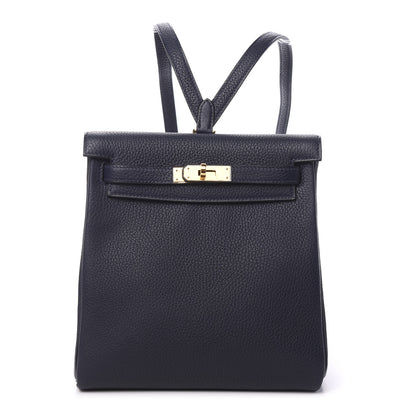Hermes Taurillon Clemence Kelly Ado Backpack Bleu Nuit 1 of 10