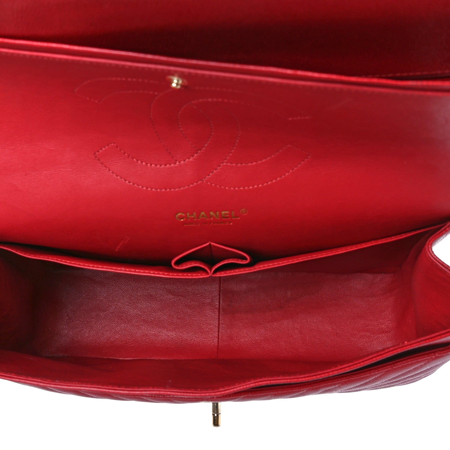 Chanel Caviar Chevron Quilted Jumbo Double Flap Dark Red 5 of 14