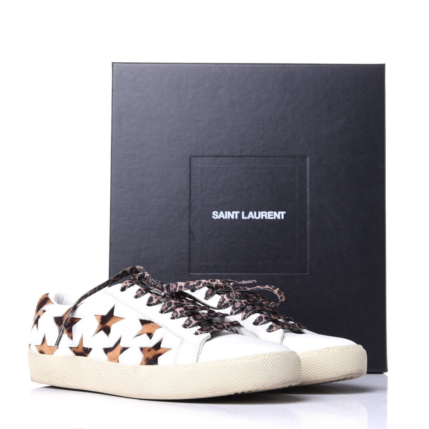 Calfskin Pony Hair Star Court Sneakers 38 White