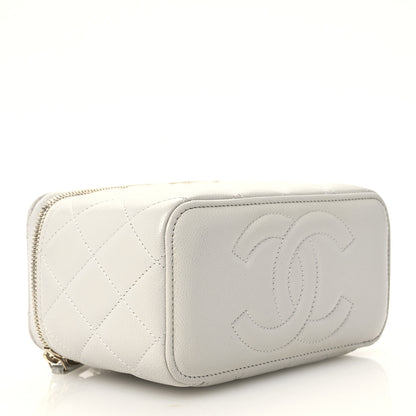 Chanel Caviar Quilted Small Tiny CC Vanity Case With Chain Light Grey 4 of 12