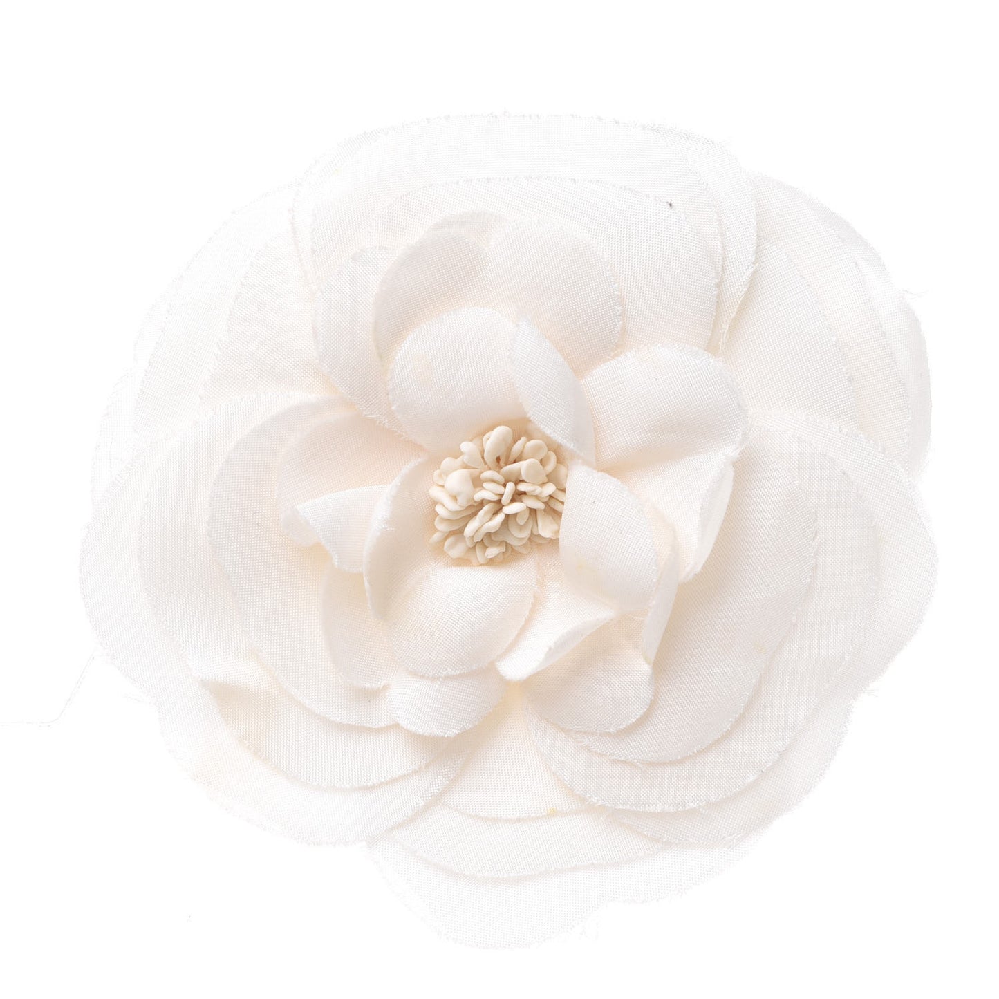 Silk Taffeta Camellia Brooch Pin White