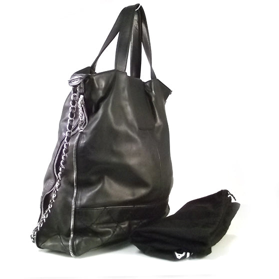 Lambskin Messenger Tote Black