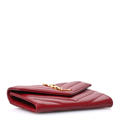 Saint Laurent Nappa Matelasse Chevron Small Monogram Envelope Wallet Opyum rEd 4 of 8