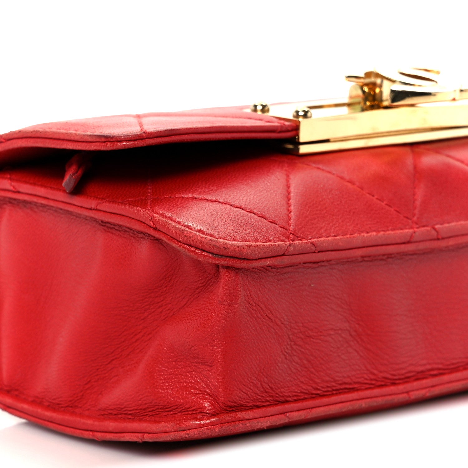 Chanel Lambskin Quilted Golden Class Wallet on Chain WOC Red 9 of 12