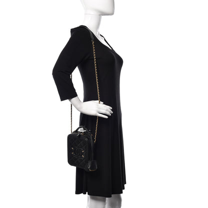 Chanel Caviar Quilted CC North South Filigree Vanity Case Black 2 of 11