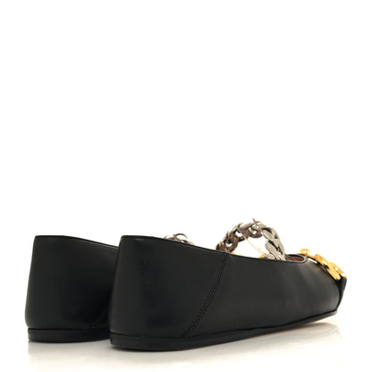 Gucci Nappa Lumiere Deva Horsebit Chain Embellished Flats 35.5 Black 4 of 9