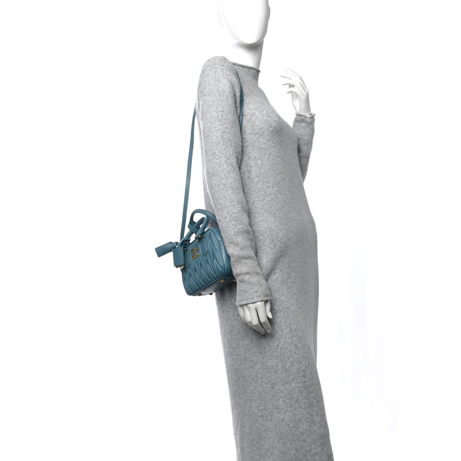 Miu Miu Nappa Matelasse Small Arcadie Aqua 2 of 11