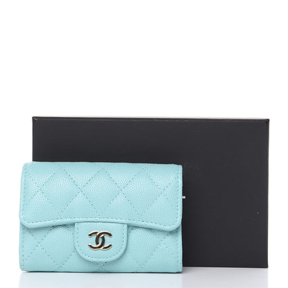 Chanel Iridescent Caviar Quilted Classic 4 Key Holder Wallet Light Blue 8 of 8