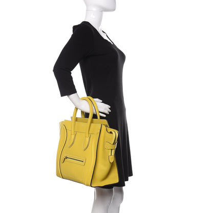 Celine Drummed Calfskin Mini Luggage Citron 2 of 9