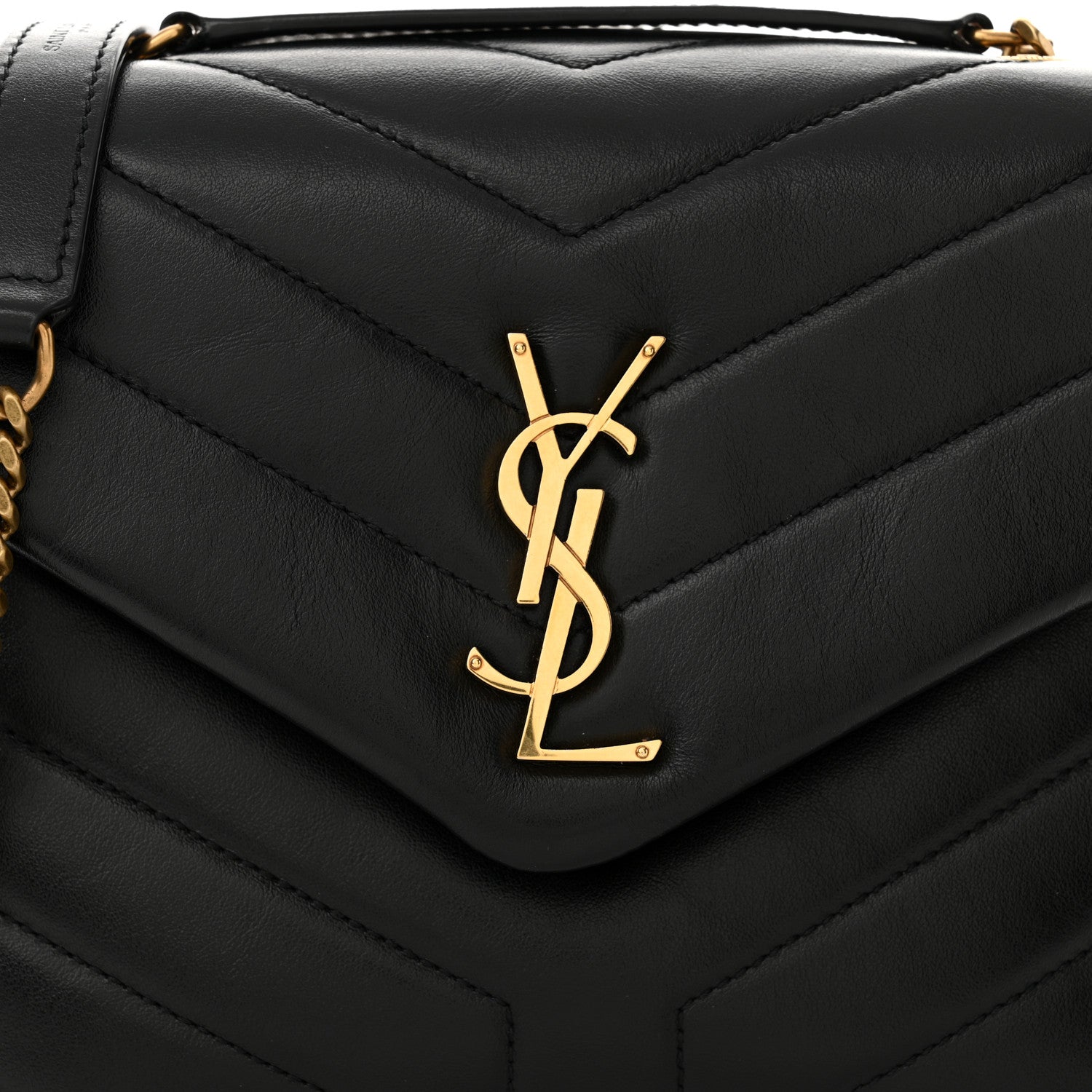 Saint Laurent Calfskin Y Quilted Monogram Small Loulou Chain Satchel Black 8 of 11