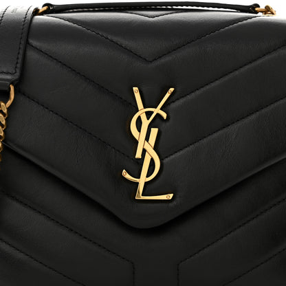 Saint Laurent Calfskin Y Quilted Monogram Small Loulou Chain Satchel Black 8 of 11