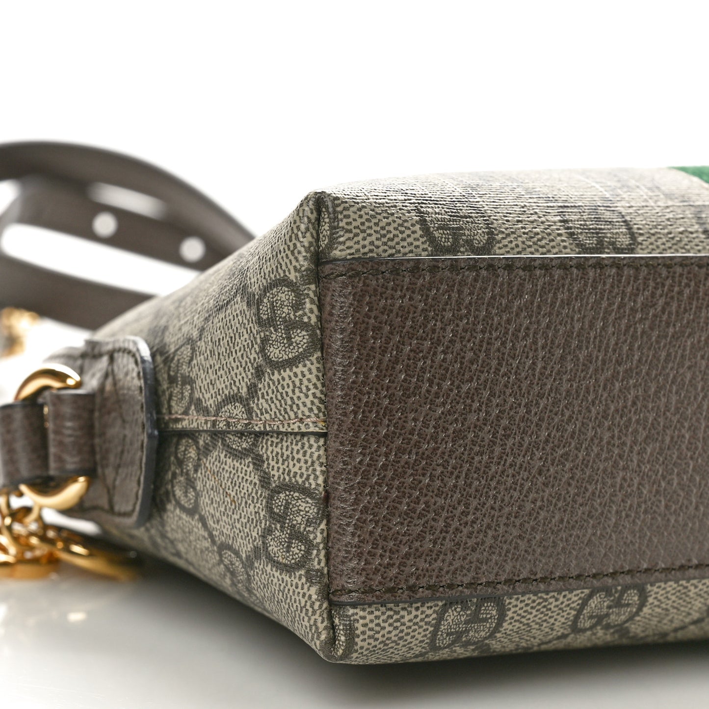 GG Supreme Monogram Textured Dollar Calfskin Web Small Ophidia Dome Shoulder Bag Beige Ebony New Acero