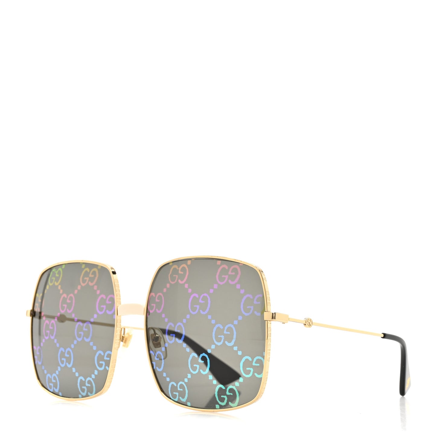 Metal Rectangular Frame Sunglasses GG0414S Gold Multicolor