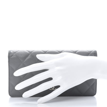 Chanel Caviar Quilted Yen Wallet Grey 2 of 9