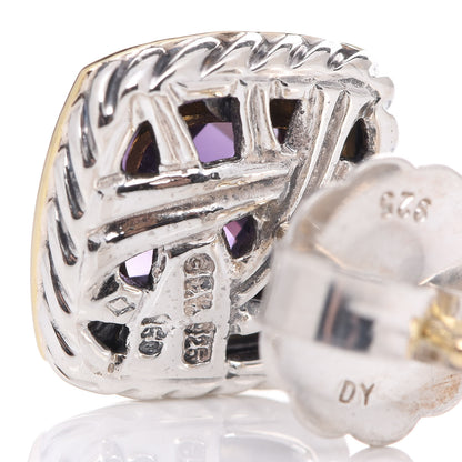 David Yurman Sterling Silver 18K Yellow Gold Amethyst 7mm Albion Earrings 5 of 6