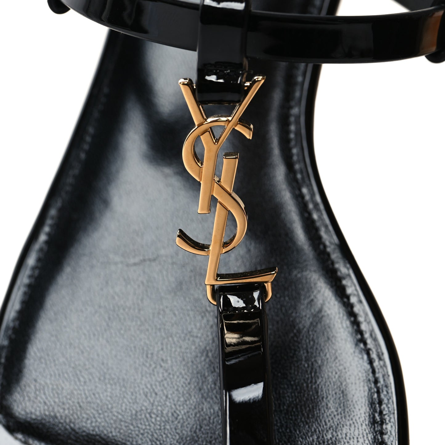 Patent Calfskin Cassandra Monogram Sandals 38.5 Black