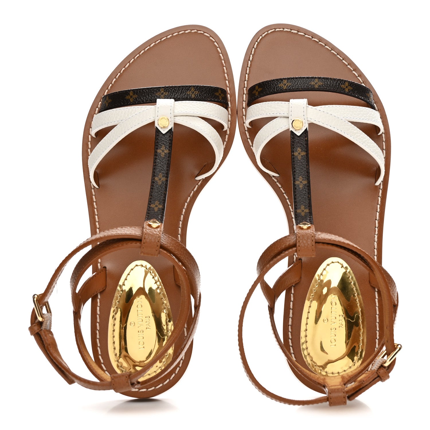 Louis Vuitton Monogram Explorer Flat Sandals 38 Cognac Brown