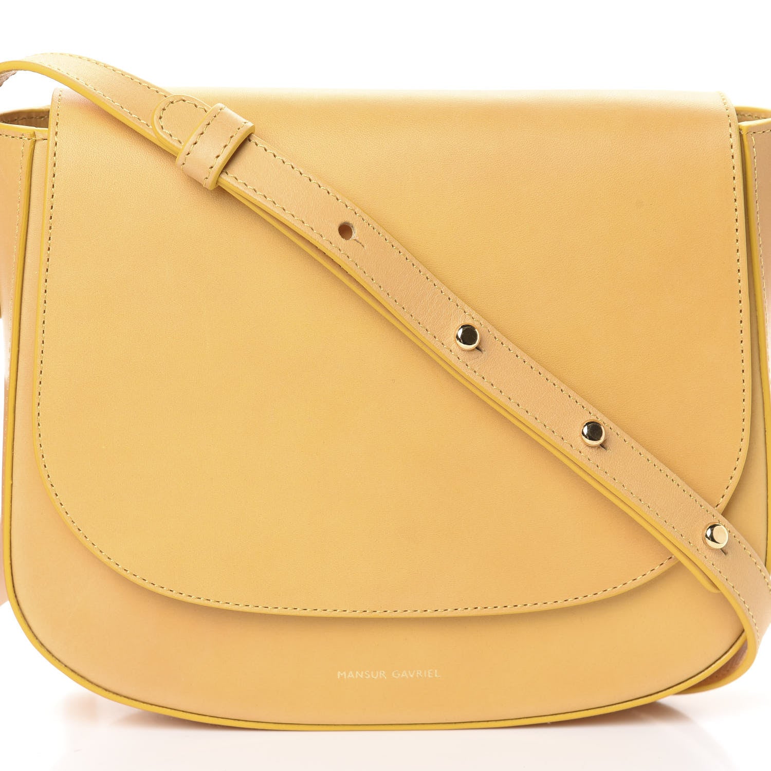 Mansur Gavriel Calfskin Flap Crossbody Bag Yellow 7 of 9