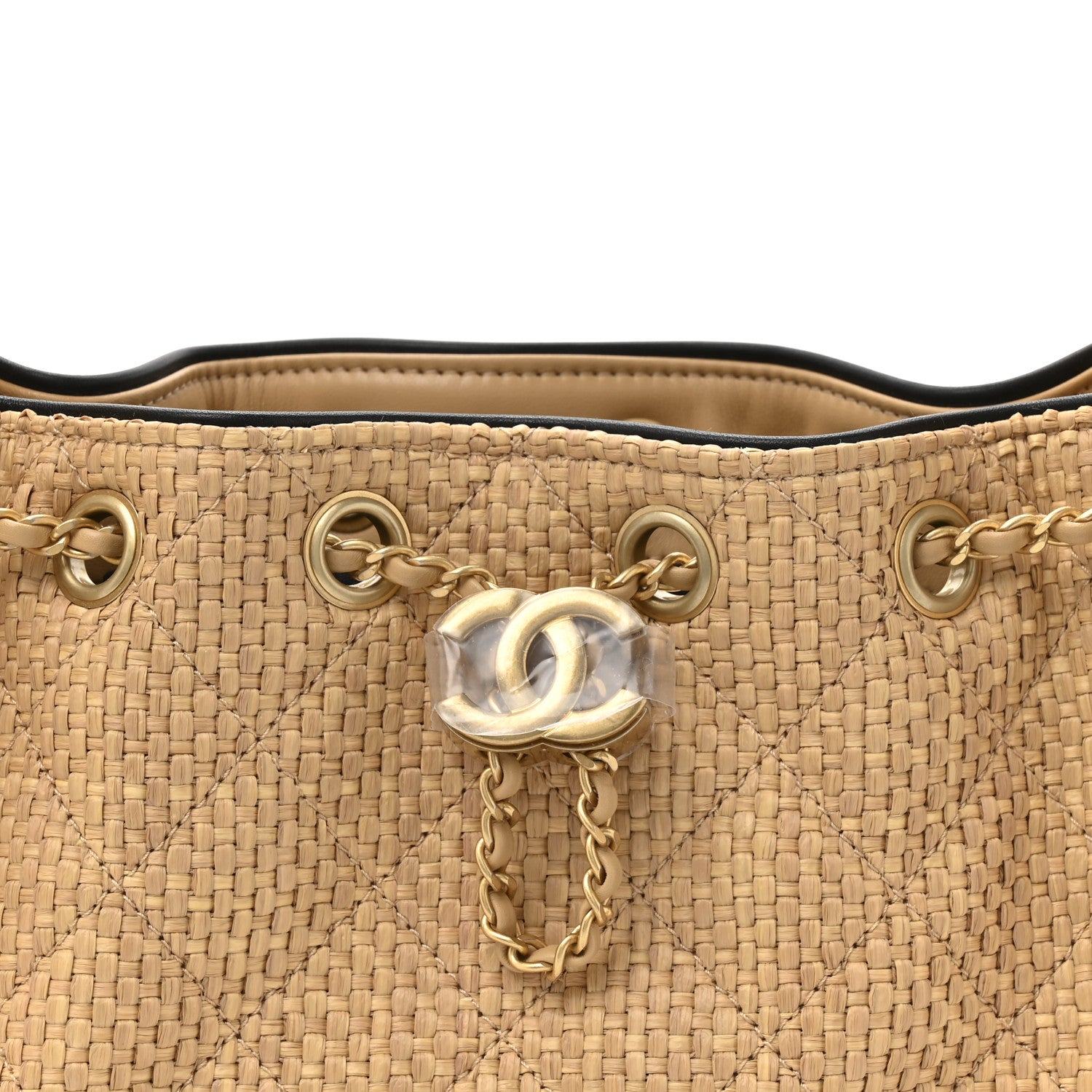 Chanel Braided Raffia Calfskin Quilted Mini Chanel 25 Handbag Beige Black 8 of 10