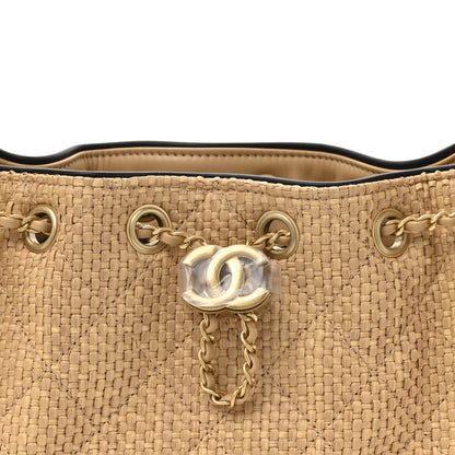 Chanel Braided Raffia Calfskin Quilted Mini Chanel 25 Handbag Beige Black 8 of 10