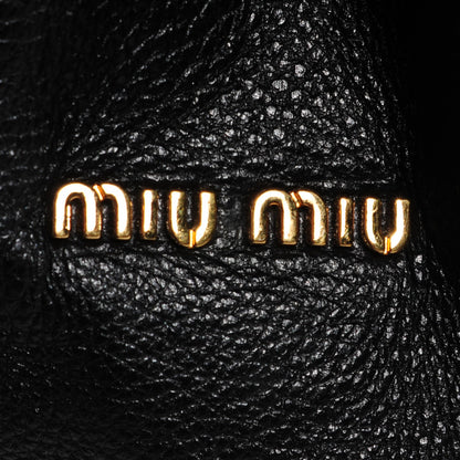 Miu Miu Leather Medium Bamboo Handle Shoulder Bag Black 9 of 9