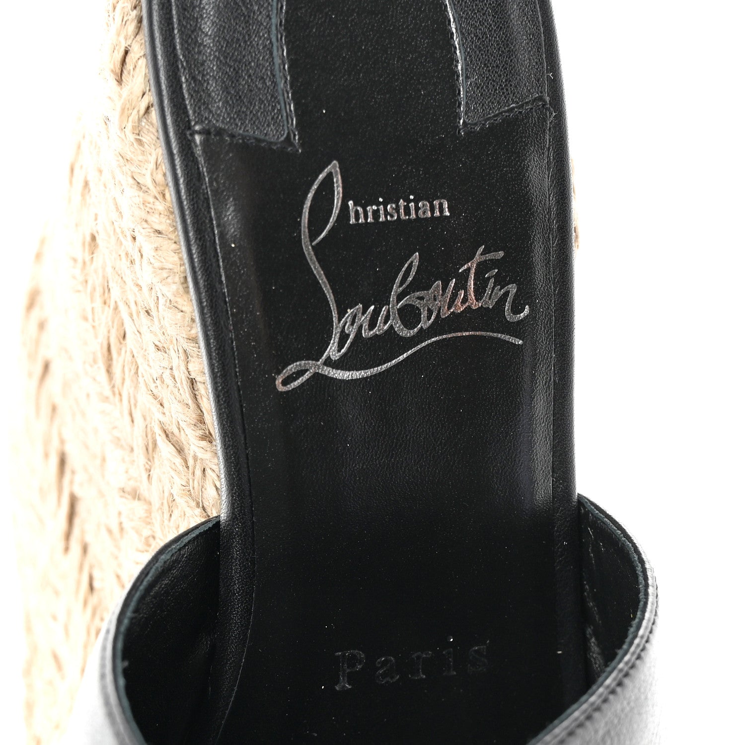 Christian Louboutin Calfskin Ariella Zeppa 130 Espadrille Sandals 37 Black Naturel 7 of 14