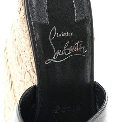Christian Louboutin Calfskin Ariella Zeppa 130 Espadrille Sandals 37 Black Naturel 7 of 14