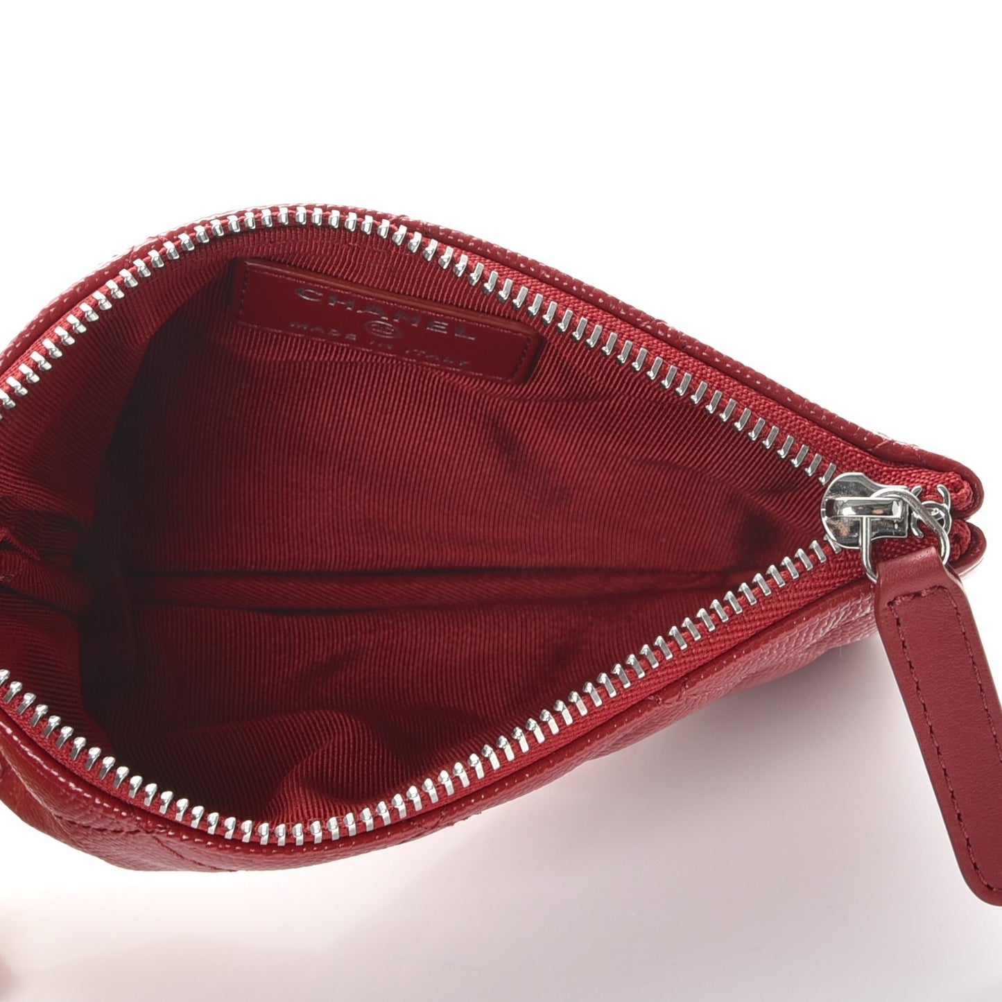Caviar Quilted Small Cosmetic Case Dark Red