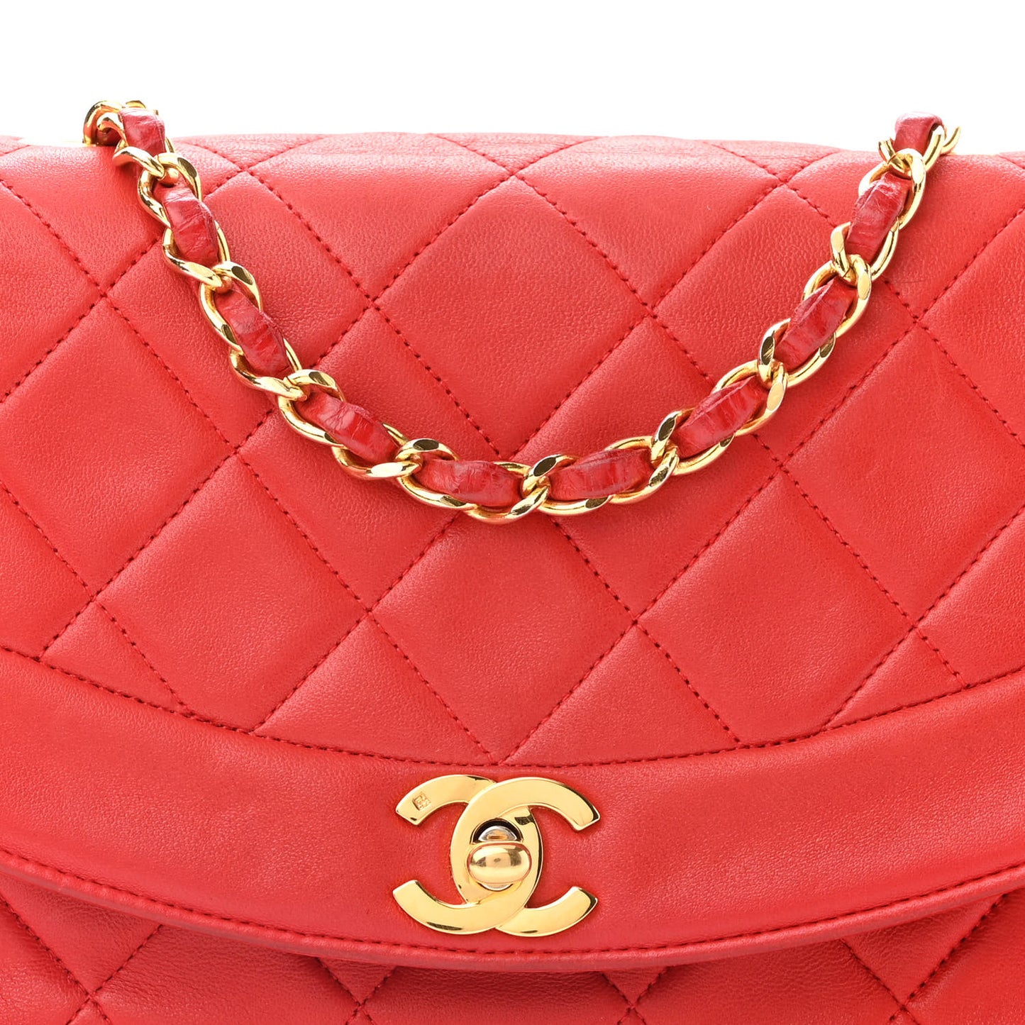 Lambskin Quilted Small Single Flap Red
