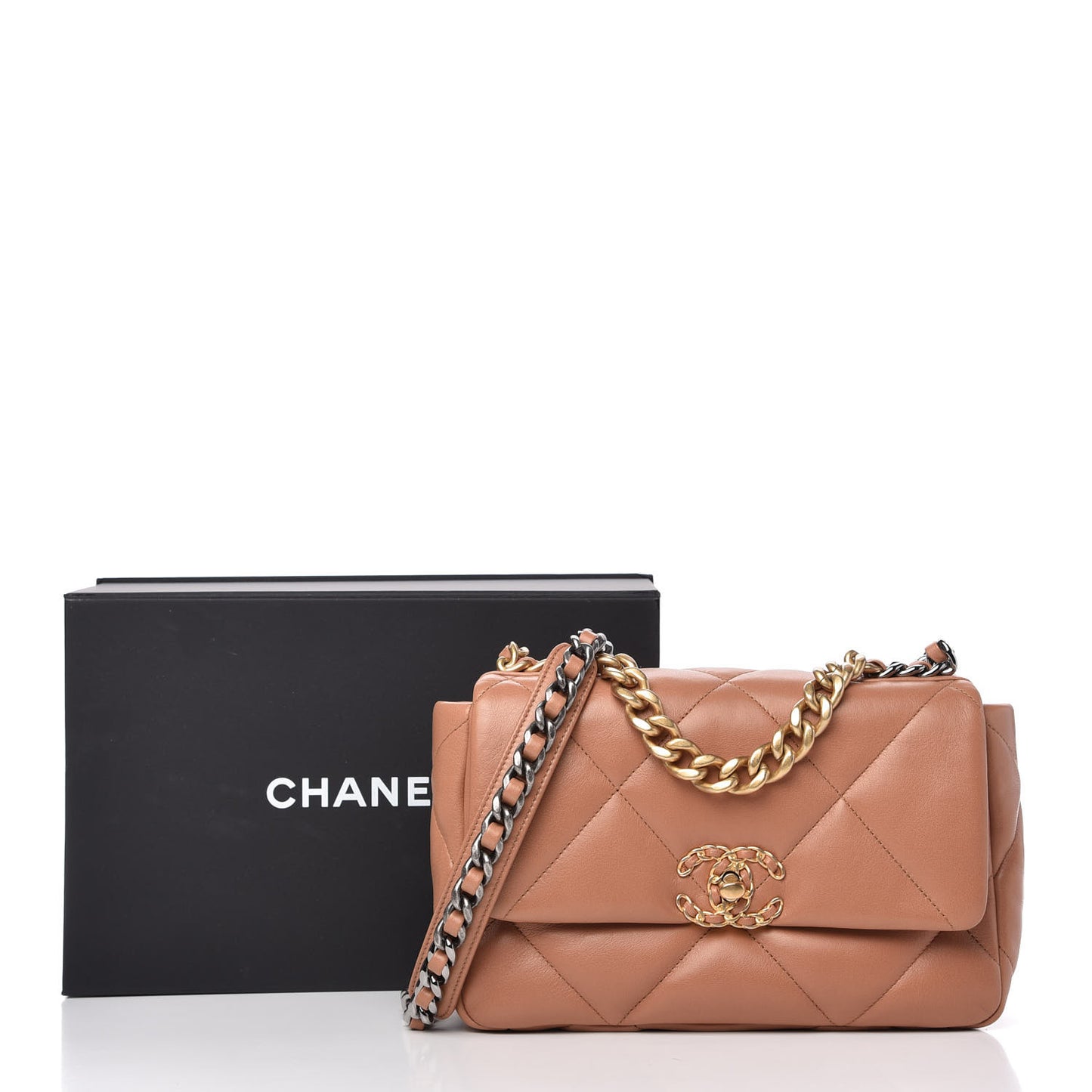 Lambskin Quilted Medium Chanel 19 Flap Brown