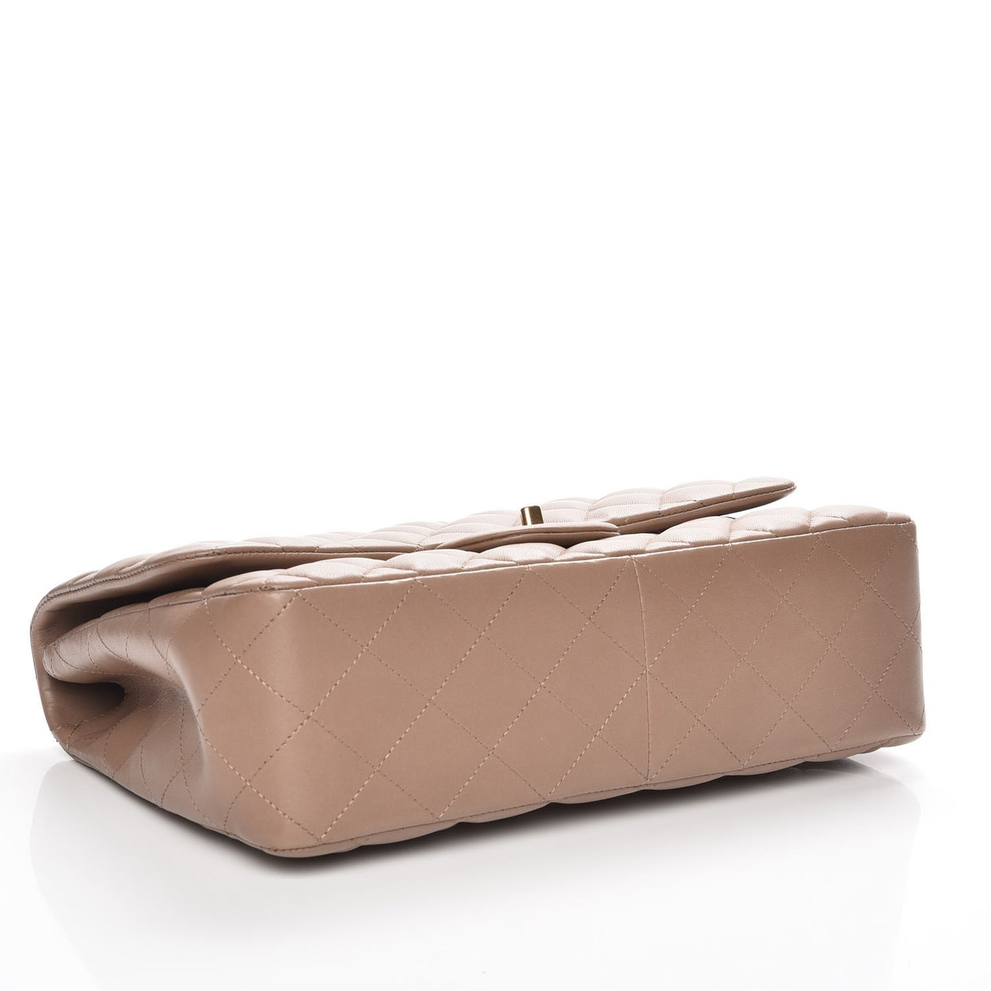 Lambskin Quilted Jumbo Single Flap Beige